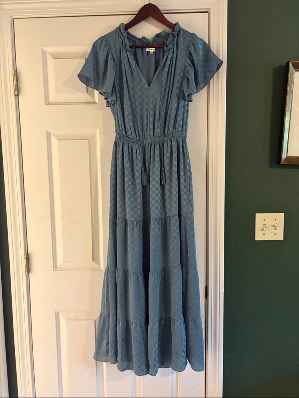 Max Studio Dusty Blue Polka Dot Maxi Dress